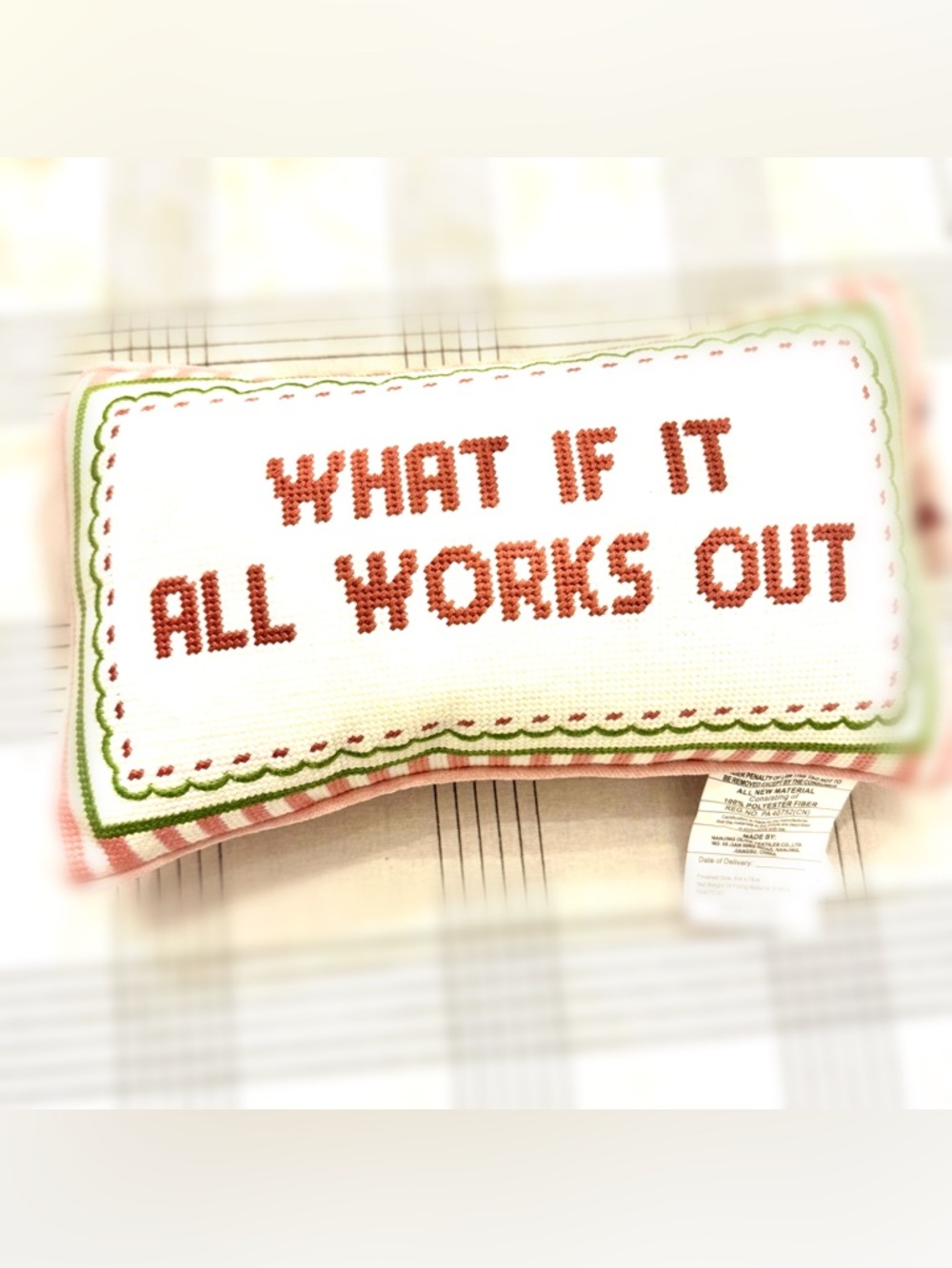 NWT Cupcakes and cashmere pillow “what if it all works out”